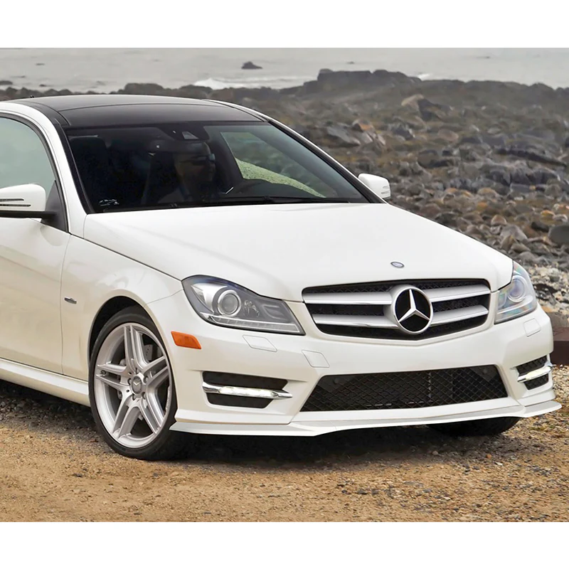 2011-2014 Mercedes C-Class W204 Sport Painted White 3-Piece Front Bumper Body Spoiler Splitter Lip Kit - Image 7