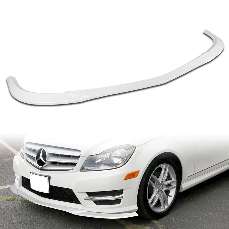 2011-2014 Mercedes C-Class W204 Sport Painted White 3-Piece Front Bumper Body Spoiler Splitter Lip Kit with Leather Keychain - Image 3