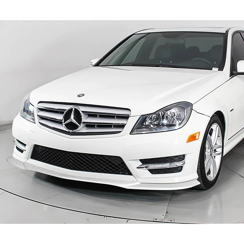 2011-2014 Mercedes C-Class W204 Sport Painted White 3-Piece Front Bumper Body Spoiler Splitter Lip Kit with Leather Keychain - Image 8
