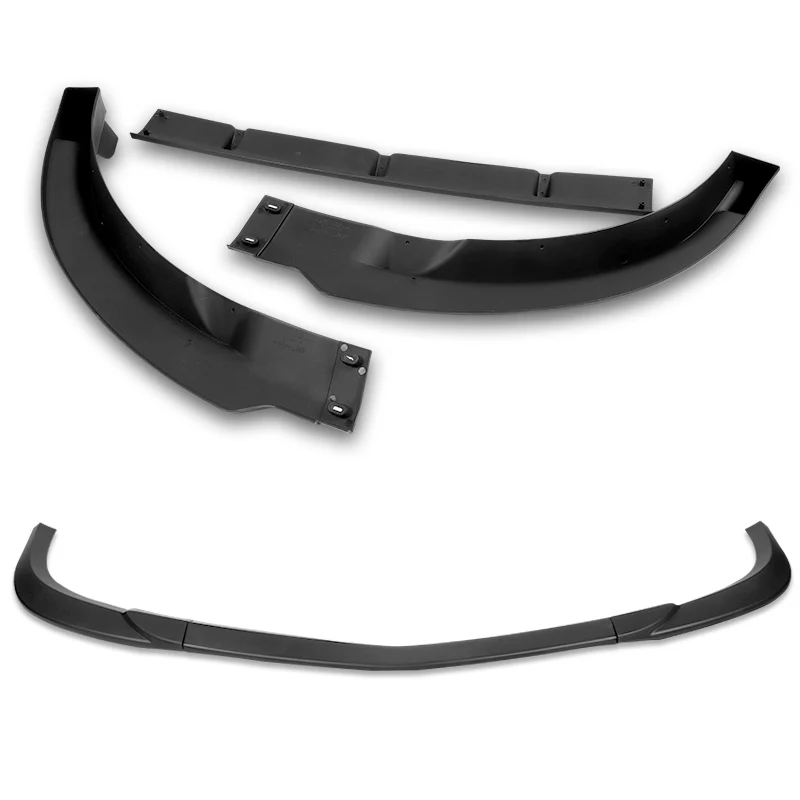2011-2014 Mercedes C-Class W204 Sport Unpainted Black 3-Piece Front Bumper Body Spoiler Splitter Lip Kit with Leather Keychain - Image 2