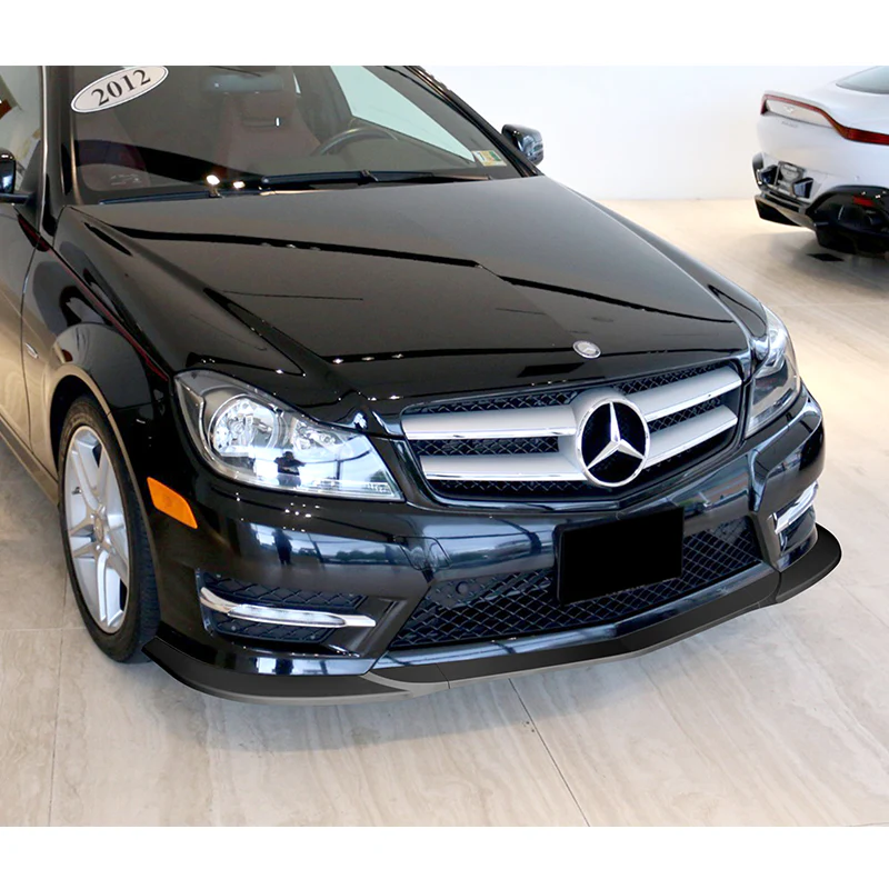 2011-2014 Mercedes C-Class W204 Sport Unpainted Matte Black 3-Piece Front Bumper Body Spoiler Splitter Lip Kit - Image 7