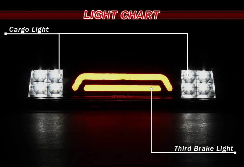 2009-2017 Dodge Ram LED Third Brake Light with Cargo Light - Black Housing Smoked Lens - Image 4