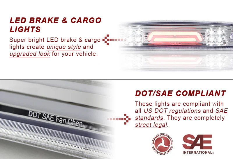 2009-2017 Dodge Ram LED Third Brake Light with Cargo Light - Chrome Housing Clear Lens - Image 2