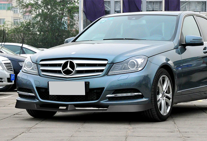 2012-2014 Mercedes C-Class W204 Unpainted Matte Black 3-Piece Front Bumper Body Spoiler Splitter Lip Kit with Leather Keychain - Image 8