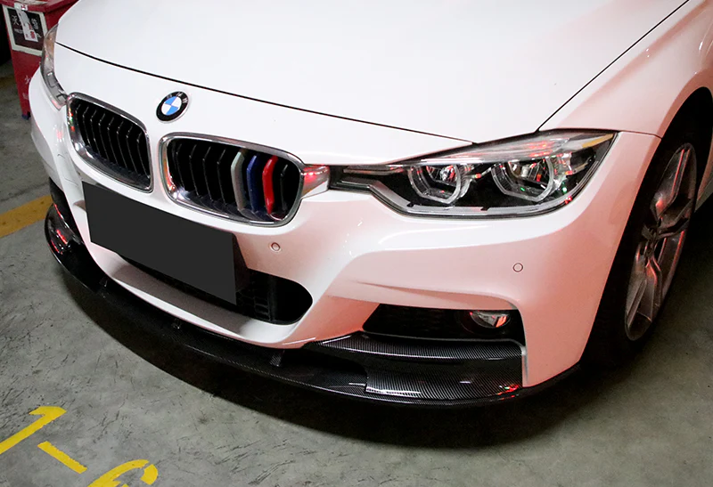 2012-2018 BMW M-Sport M-Tech Carbon Style 2-Piece Front Bumper Body Spoiler Splitter Lip Kit with Hood Vinyl Sticker - Image 7