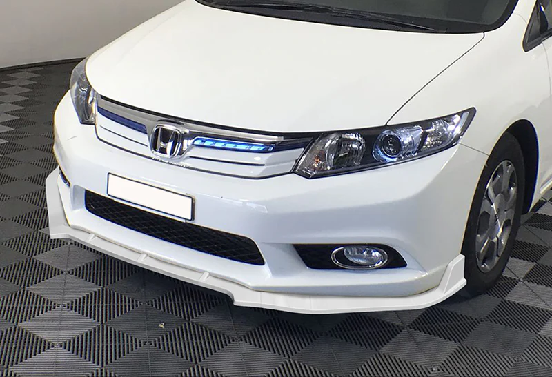 2012 Honda Civic 4DR JDM CS-Style Painted White 3-Piece Front Bumper Body Spoiler Splitter Lip Kit with Emblem - Image 6