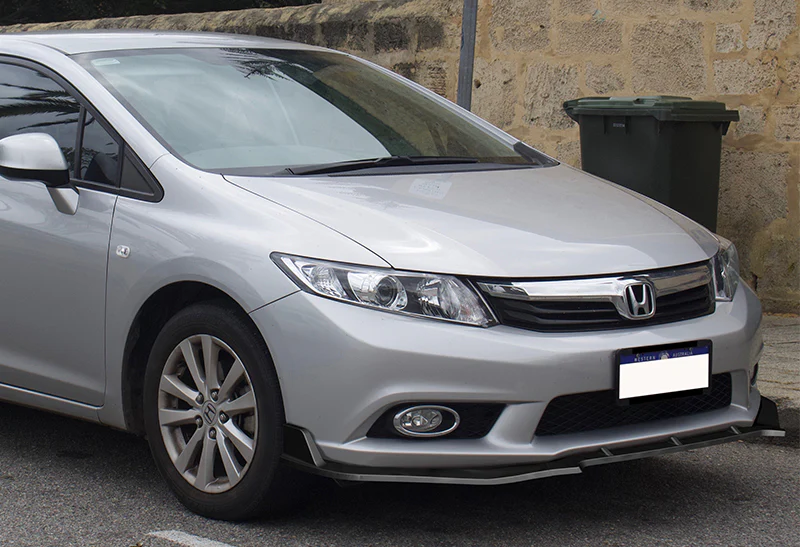 2012 Honda Civic 4DR JDM CS-Style Unpainted Matte Black 3-Piece Front Bumper Body Spoiler Splitter Lip Kit - Image 5