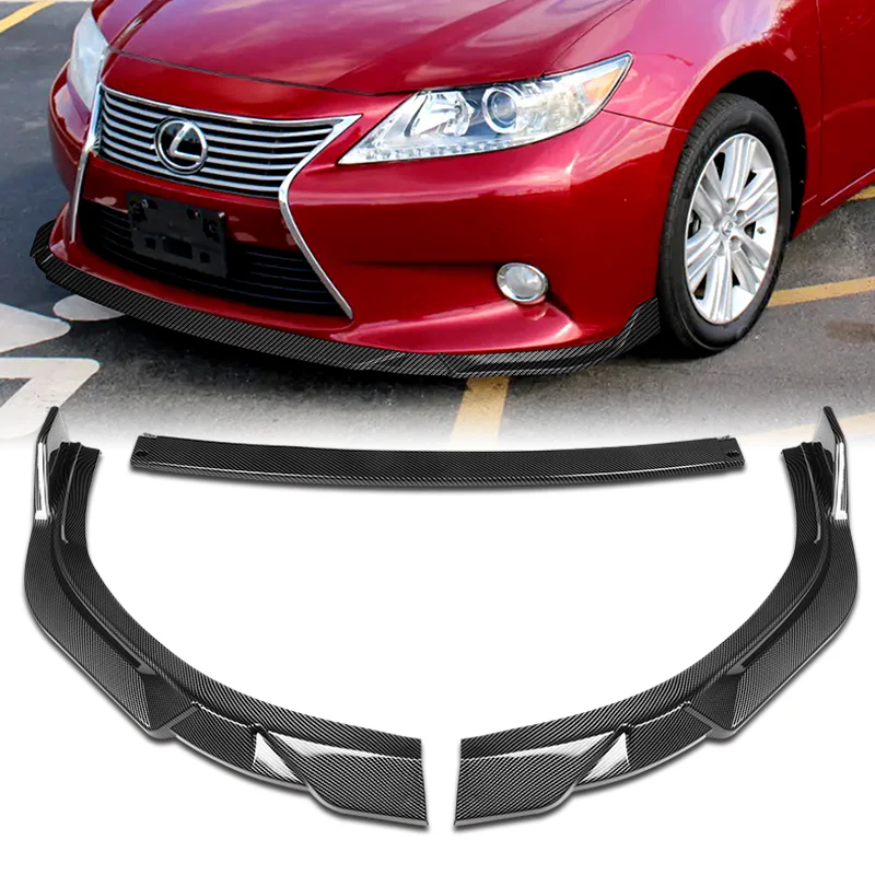 2013-2015 Lexus ES350 ES300h Carbon Style 3-Piece Front Bumper Body Spoiler Splitter Lip Kit - Image 8