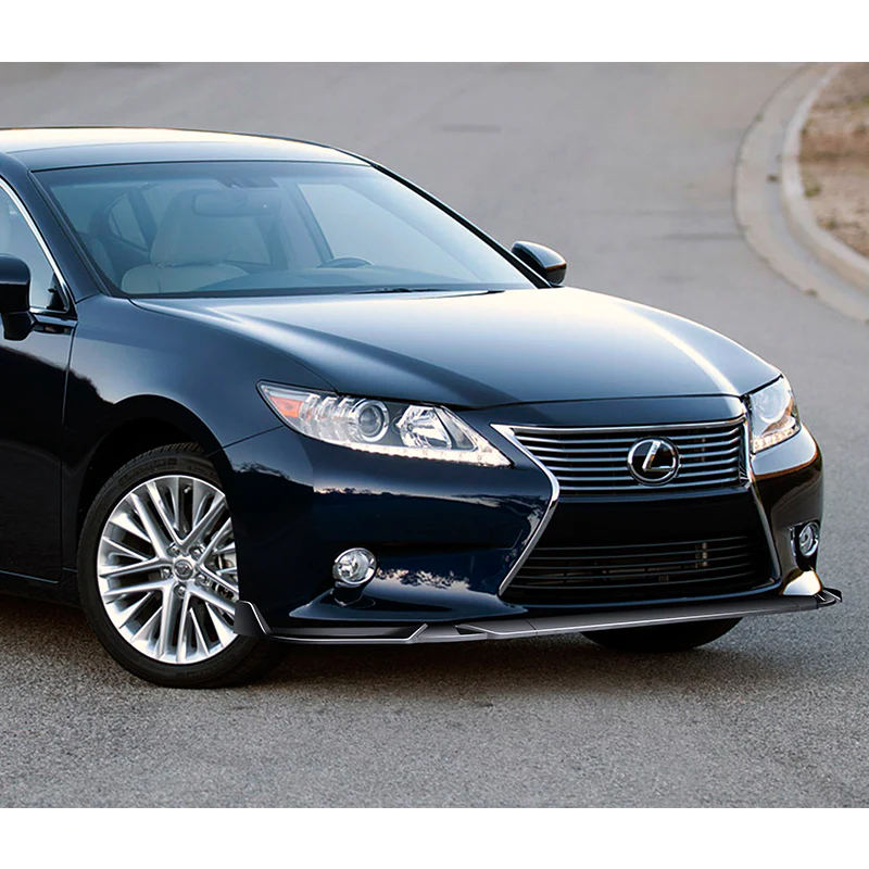 2013-2015 Lexus ES350 ES300h Painted Black 3-Piece Front Bumper Body Spoiler Splitter Lip Kit with Plate Caps - Image 9