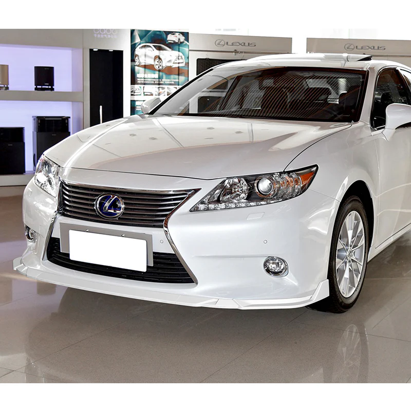 2013-2015 Lexus ES350 ES300h Painted White 3-Piece Front Bumper Body Spoiler Splitter Lip Kit with Plate Caps - Image 4