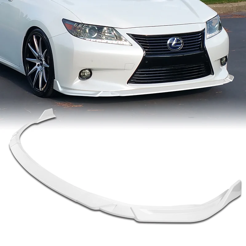 2013-2015 Lexus ES350 ES300h Painted White 3-Piece Front Bumper Body Spoiler Splitter Lip Kit with Plate Caps - Image 7
