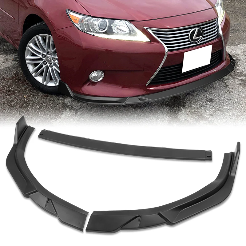 2013-2015 Lexus ES350 ES300h Unpainted Matte Black 3-Piece Front Bumper Body Spoiler Splitter Lip Kit - Image 7