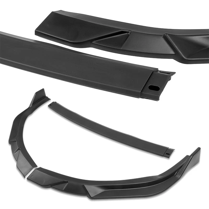2013-2015 Lexus ES350 ES300h Unpainted Matte Black 3-Piece Front Bumper Body Spoiler Splitter Lip Kit with Plate Caps - Image 7