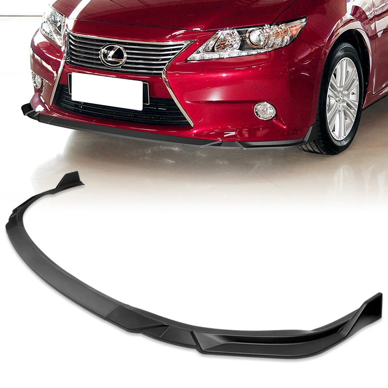 2013-2015 Lexus ES350 ES300h Unpainted Matte Black 3-Piece Front Bumper Body Spoiler Splitter Lip Kit with Plate Caps - Image 9