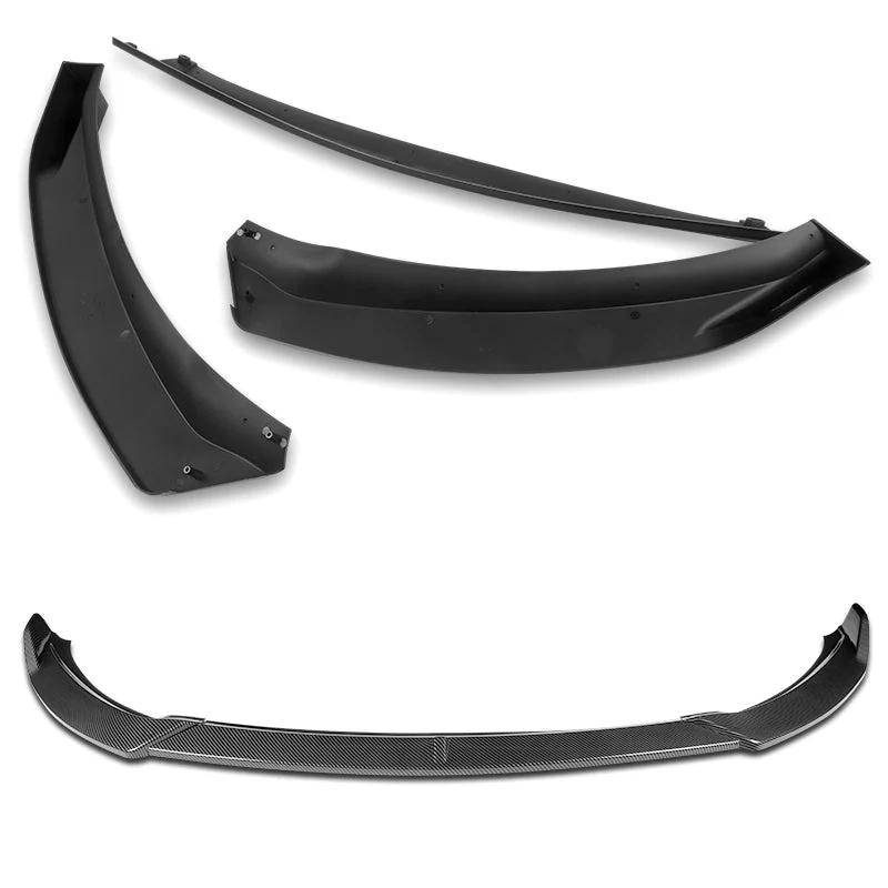 2014-2016 Kia Forte EX LX SX Carbon Look 3-Piece Front Bumper Body Spoiler Splitter Lip Kit with Moulding Trim Molding Strip - Image 9