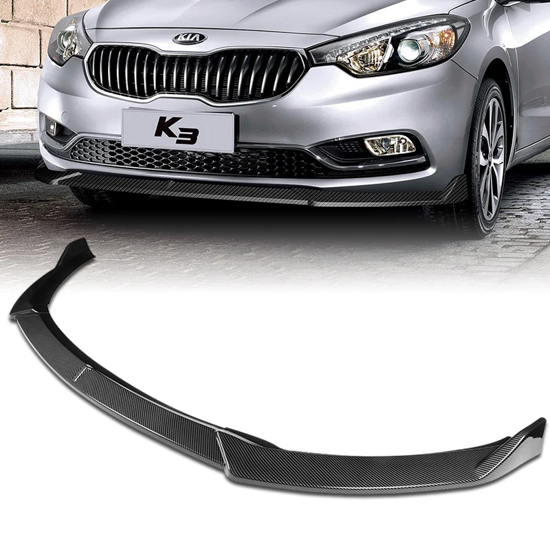 2014-2016 Kia Forte EX LX SX Carbon Look 3-Piece Front Bumper Body Spoiler Splitter Lip Kit - Image 4