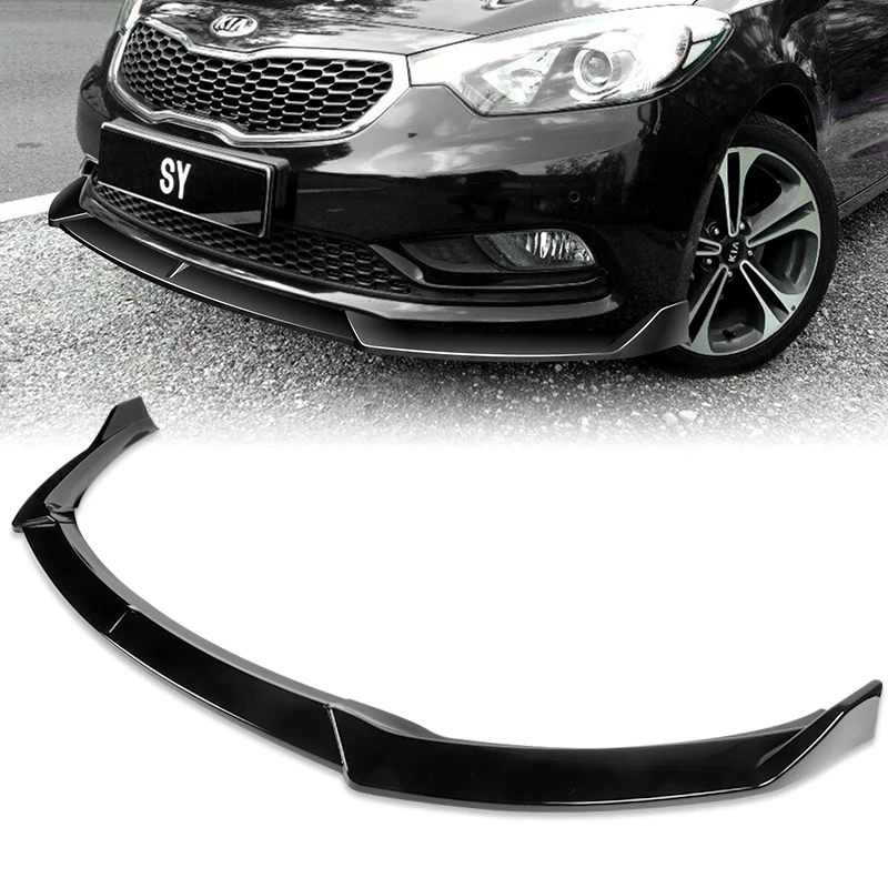 2014-2016 Kia Forte EX LX SX Painted Black 3-Piece Front Bumper Body Spoiler Splitter Lip Kit - Image 8
