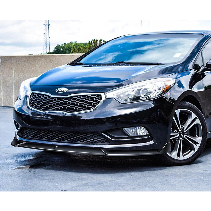 2014-2016 Kia Forte EX LX SX Painted Black 3-Piece Front Bumper Body Spoiler Splitter Lip Kit with Moulding Trim Molding Strip - Image 3
