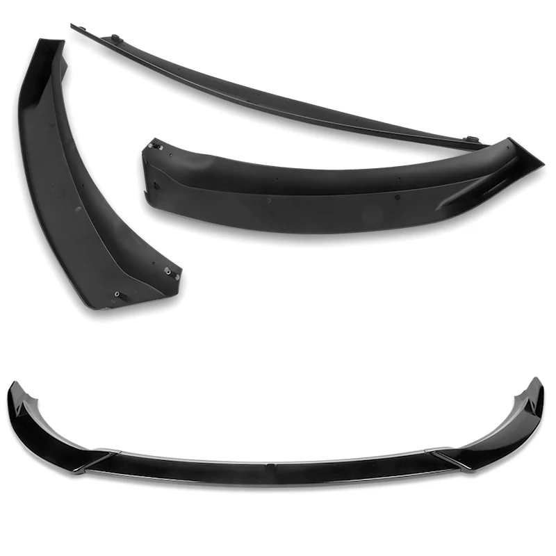 2014-2016 Kia Forte EX LX SX Painted Black 3-Piece Front Bumper Body Spoiler Splitter Lip Kit with Moulding Trim Molding Strip - Image 7