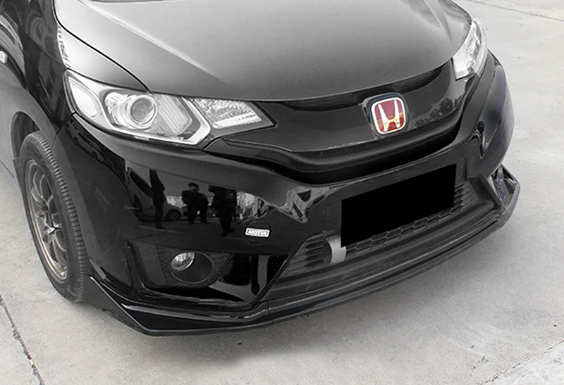 2014-2017 Honda Fit JDM Painted Black 3-Piece Front Bumper Body Spoiler Splitter Lip Kit with Keychain Set - Image 6
