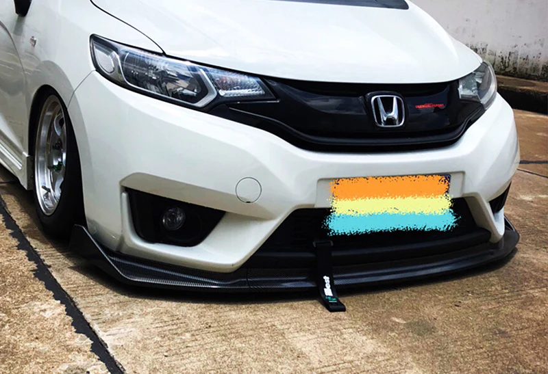 2014-2017 Honda Fit JDM Real Carbon Fiber 3-Piece Front Bumper Body Spoiler Splitter Lip Kit - Image 5