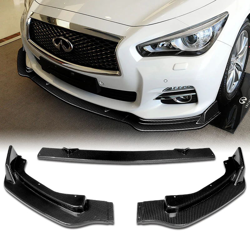 2014-2017 Infiniti Q50 Premium Real Carbon Fiber 3-Piece Front Bumper Body Spoiler Splitter Lip Kit - Image 5