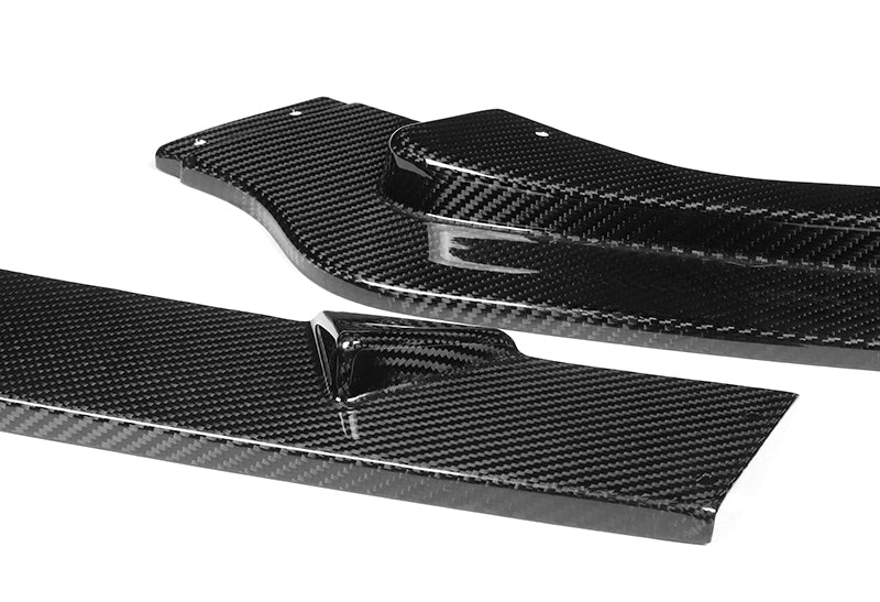 2014-2017 Infiniti Q50 Premium Real Carbon Fiber 3-Piece Front Bumper Body Spoiler Splitter Lip Kit with Screw Bolt Cap Set - Image 2