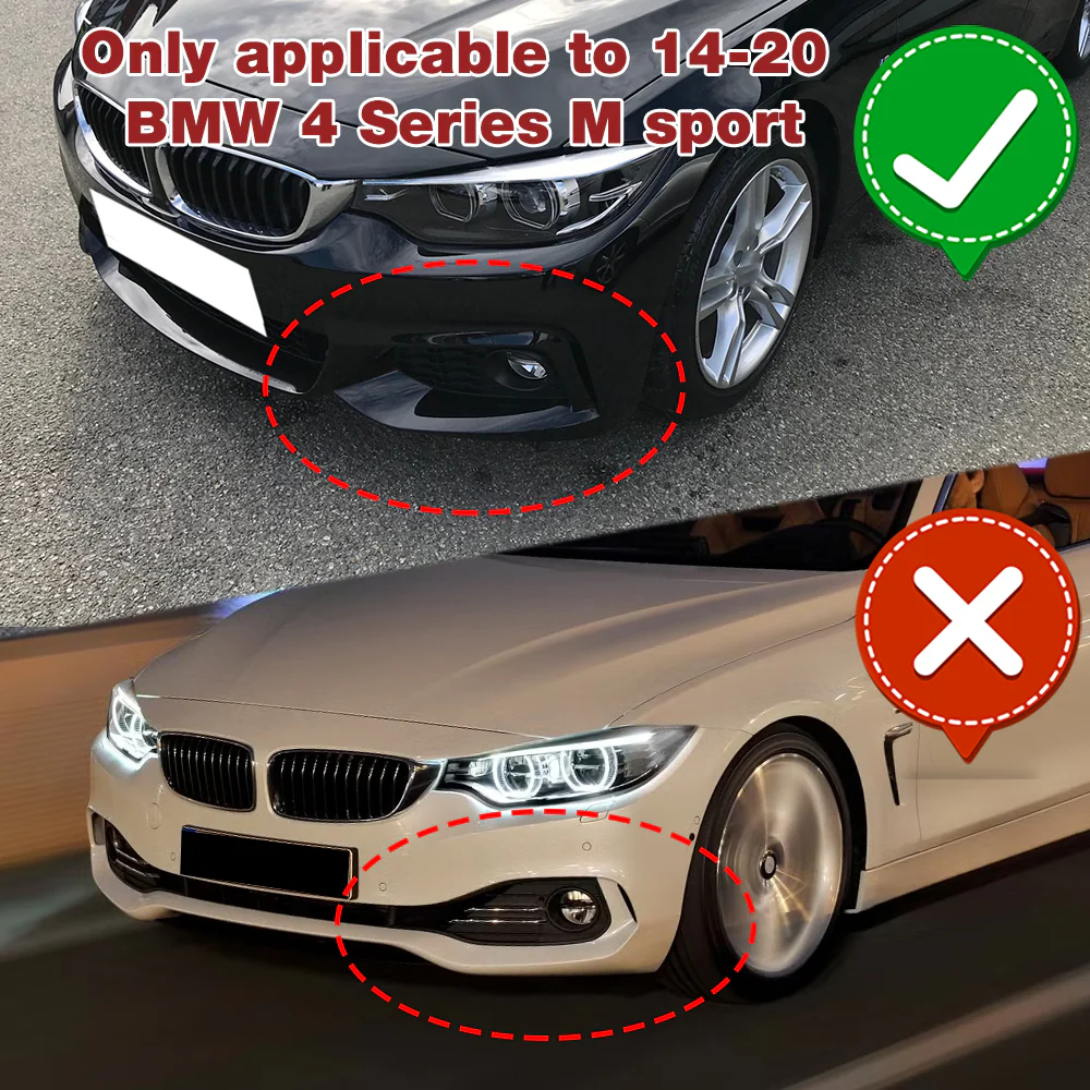 2014-2020 BMW F32 F33 F36 4-Series M-Sport Real Carbon Fiber 3-Piece Front Bumper Body Spoiler Splitter Lip Kit - Image 6