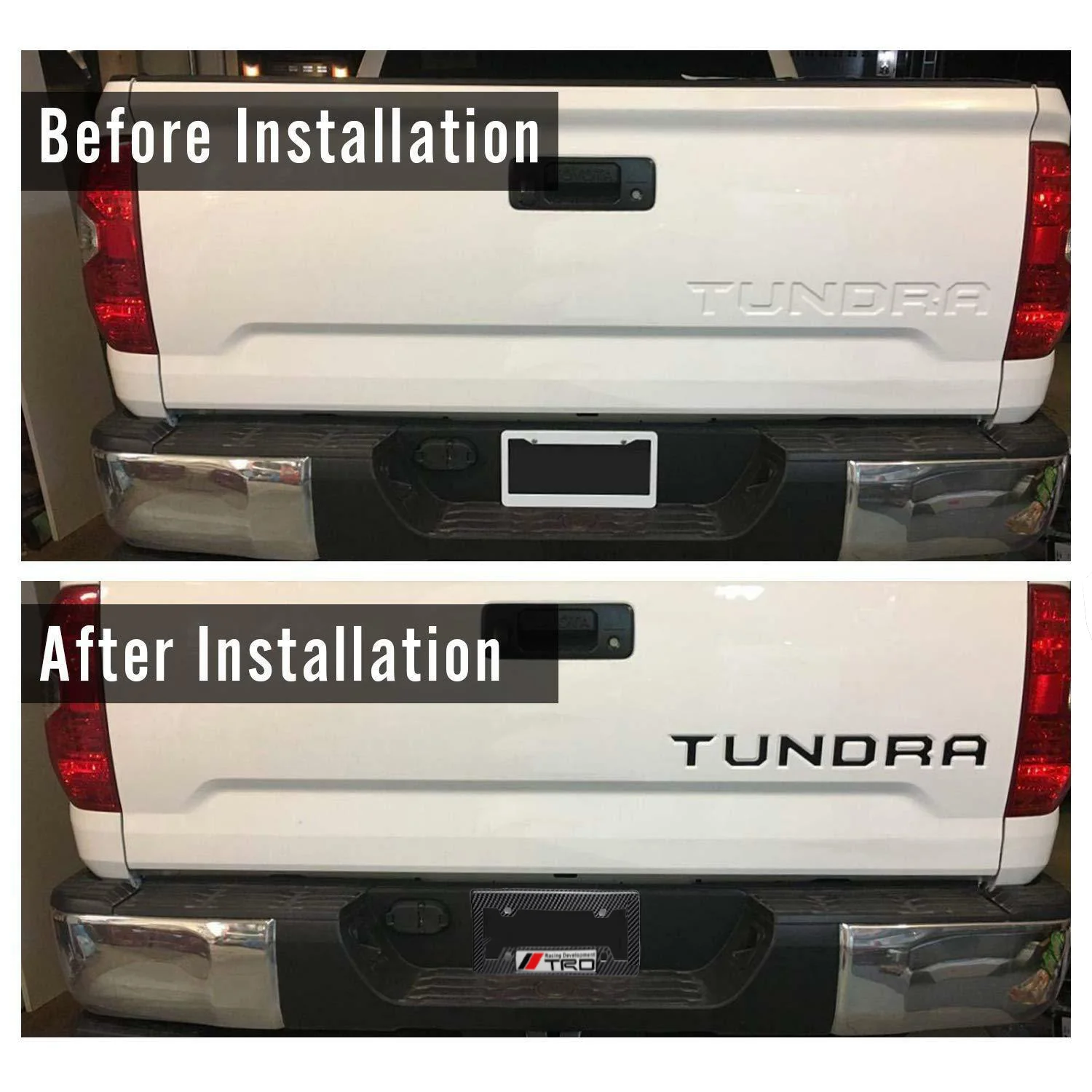 2014-2019 Tundra TRD Set ABS Tailgate Insert Letter Emblems with 2pcs Carbon Style License Plate Frame for JDM Toyota - Image 7