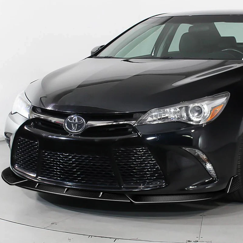 2015-2017 Toyota Camry Real Carbon Fiber 3-Piece Front Bumper Body Spoiler Splitter Lip Kit - Image 5
