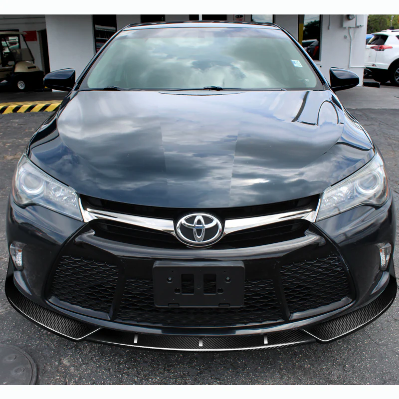 2015-2017 Toyota Camry Real Carbon Fiber 3-Piece Front Bumper Body Spoiler Splitter Lip Kit - Image 7