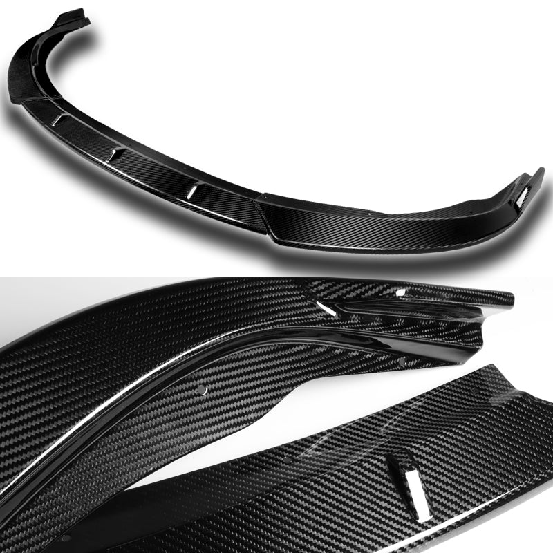 2015-2017 Toyota Camry Real Carbon Fiber 3-Piece Front Bumper Body Spoiler Splitter Lip Kit with Free Keychain - Image 8