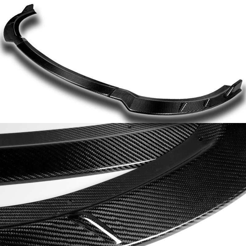 2015-2023 Dodge Charger Real Carbon Fiber 3-Piece Front Bumper Body Spoiler Splitter Lip Kit with Metal Emblem Set - Image 4