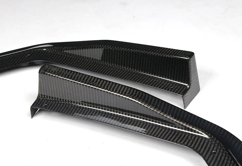 2015-2021 Subaru WRX STi CS-Style Real Carbon Fiber 3-Piece Front Bumper Body Spoiler Splitter Lip Kit with Carbon Fiber Windshield Banner - Image 2