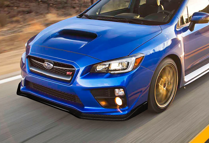 2015-2021 Subaru WRX STi CS-Style Real Carbon Fiber 3-Piece Front Bumper Body Spoiler Splitter Lip Kit with Carbon Fiber Windshield Banner - Image 6