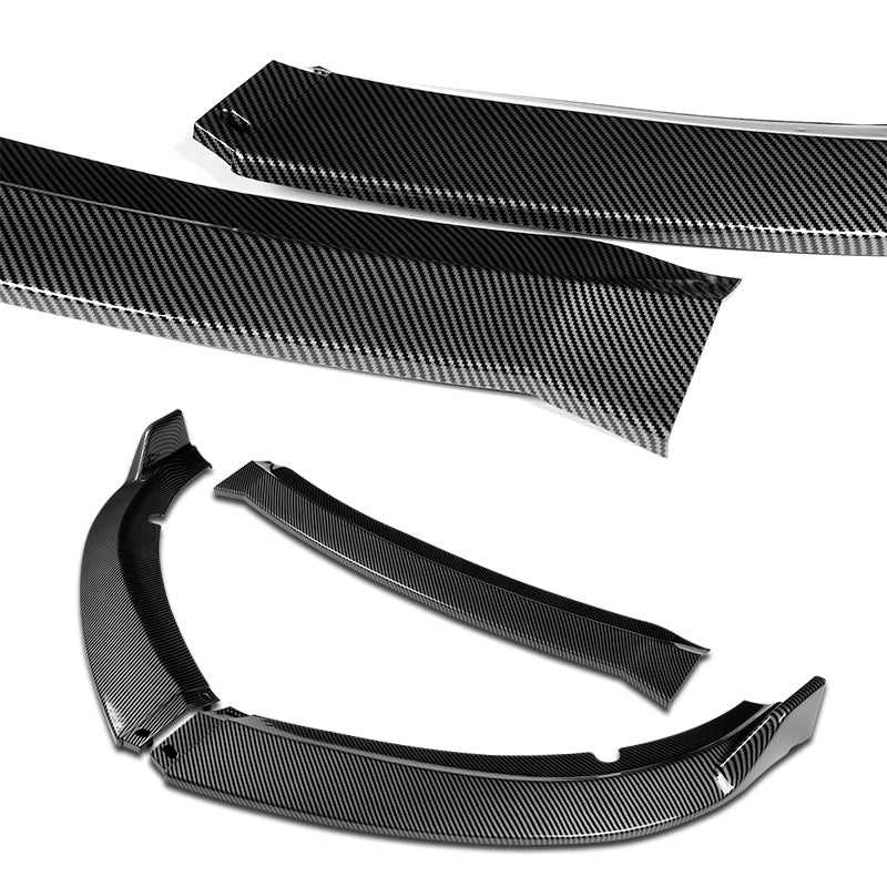 2015-2023 Dodge Charger SXT Carbon Look 3-Piece Front Bumper Body Spoiler Splitter Lip Kit with Badge Scratch Guard Set - Image 6