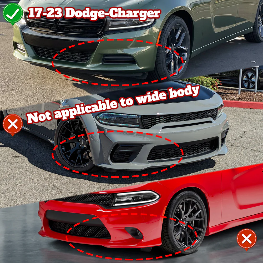 2015-2023 Dodge Charger SXT Painted Black 3-Piece Front Bumper Body Spoiler Splitter Lip Kit - Image 9