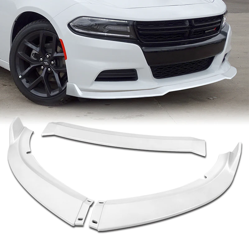 2015-2023 Dodge Charger SXT Painted White 3-Piece Front Bumper Body Spoiler Splitter Lip Kit - Image 7