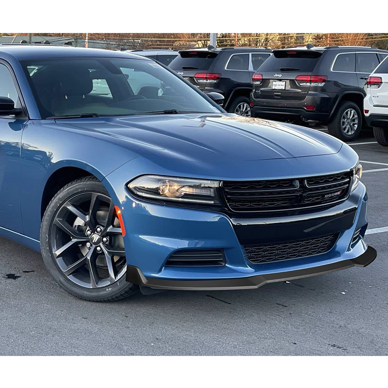 2015-2023 Dodge Charger SXT Unpainted Matte Black 3-Piece Front Bumper Body Spoiler Splitter Lip Kit - Image 8