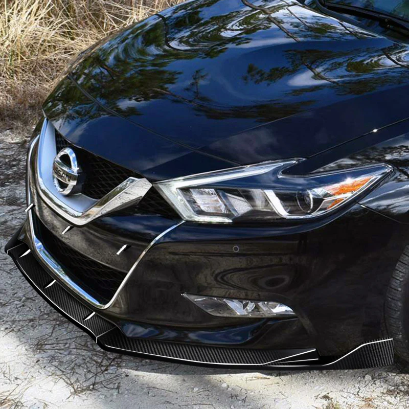 2016-2018 Nissan Maxima GT-Style Real Carbon Fiber 3-Piece Front Bumper Body Spoiler Splitter Lip Kit - Image 6