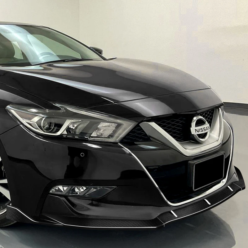 2016-2018 Nissan Maxima GT-Style Real Carbon Fiber 3-Piece Front Bumper Body Spoiler Splitter Lip Kit - Image 7