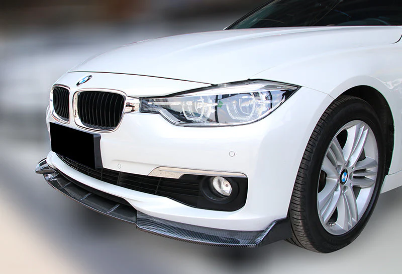 2016-2019 BMW 3-Series F30 F35 Carbon Look 3-Piece Front Bumper Body Spoiler Splitter Lip Kit - Image 5