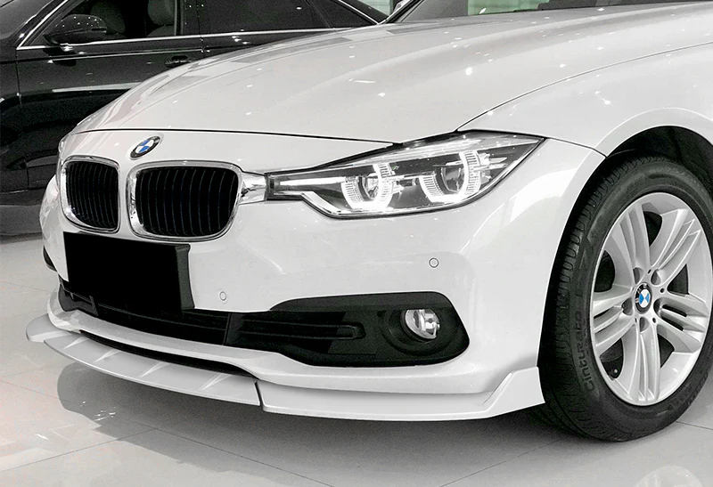 2016-2019 BMW 3-Series F30 F35 Painted White 3-Piece Front Bumper Body Spoiler Splitter Lip Kit with Hood Vinyl Sticker - Image 7