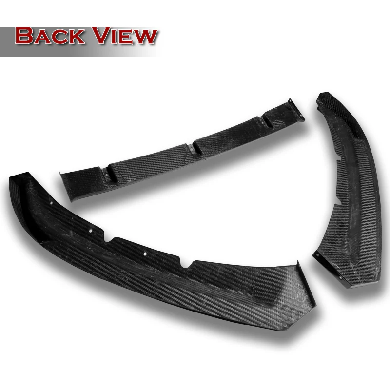 2016-2019 Jaguar XE Real Carbon Fiber 3-Piece Front Bumper Body Spoiler Splitter Lip Kit - Image 5