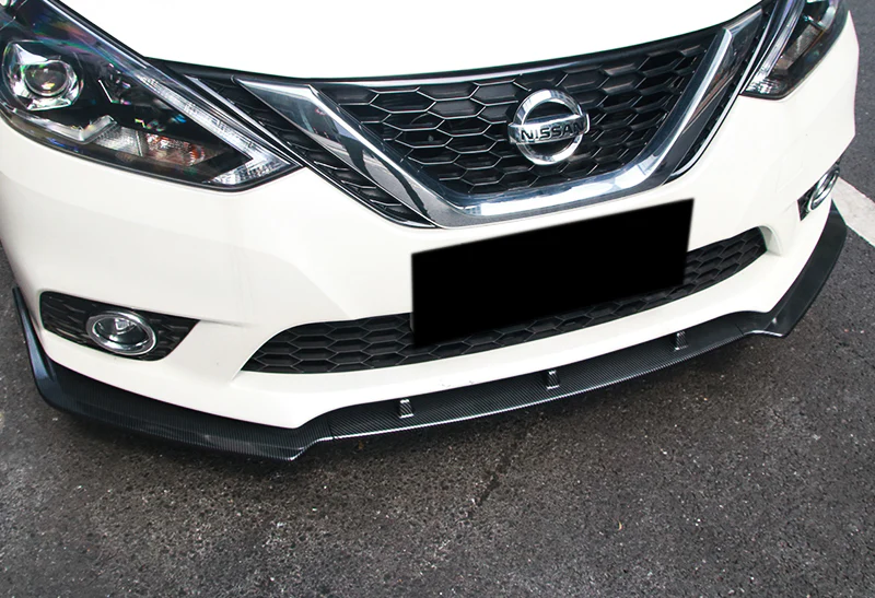 2016-2019 Nissan Sentra Carbon Style 3-Piece Front Bumper Body Spoiler Splitter Lip Kit with Free Gift - Image 6