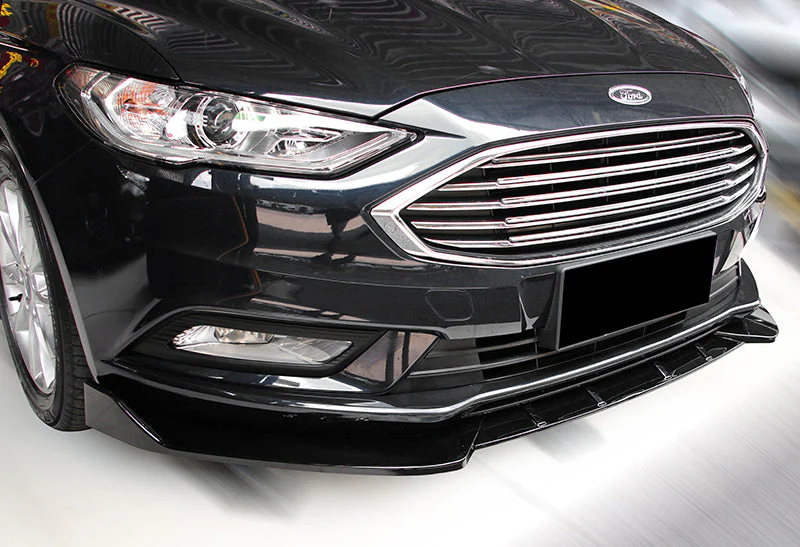 2017-2018 Ford Fusion/Mondeo Painted Black 3-Piece Front Bumper Body Spoiler Splitter Lip Kit Keychain Set - Image 7