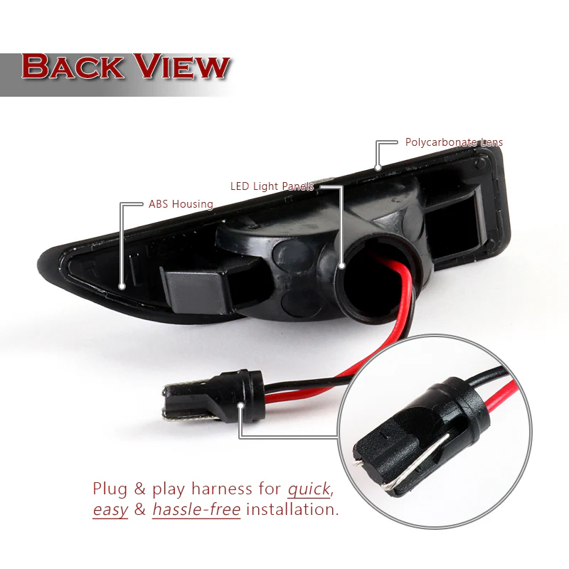 2017-2020 Mini Cooper Countryman Sequential Amber LED Turn Signal Front Side Marker Lights -Smoked Lens - Image 3