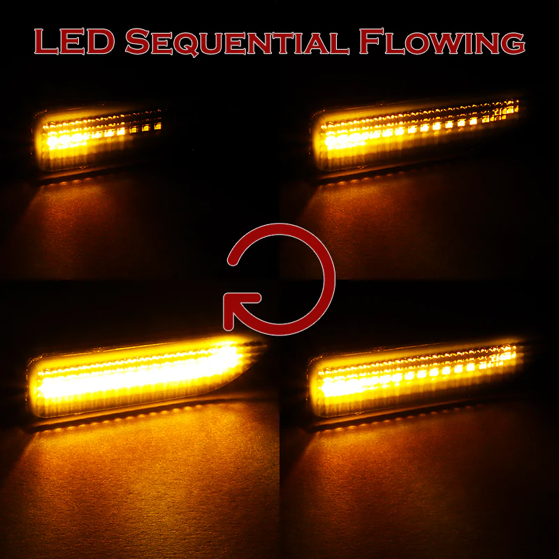 2017-2020 Mini Cooper Countryman Sequential Amber LED Turn Signal Front Side Marker Lights -Smoked Lens - Image 5