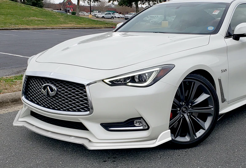 2017-2022 Infiniti Q60 Coupe Painted White V-Style 3-Piece Front Bumper Body Spoiler Splitter Lip Kit - Image 5