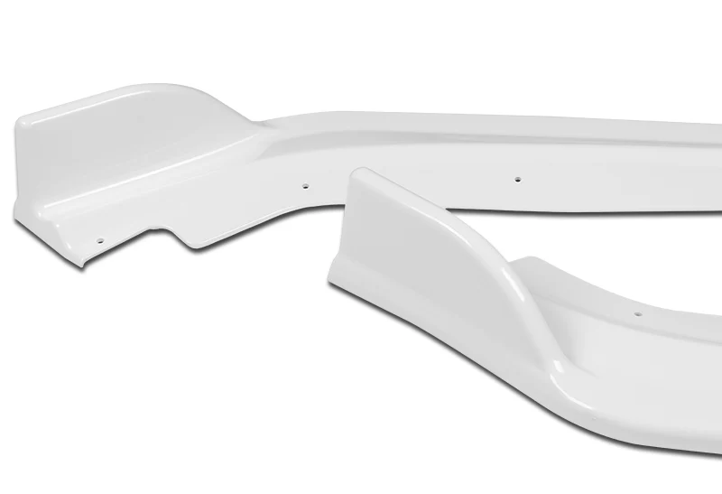 2017-2022 Infiniti Q60 Coupe Painted White V-Style 3-Piece Front Bumper Body Spoiler Splitter Lip Kit with Metal Badge Emblems Set - Image 2